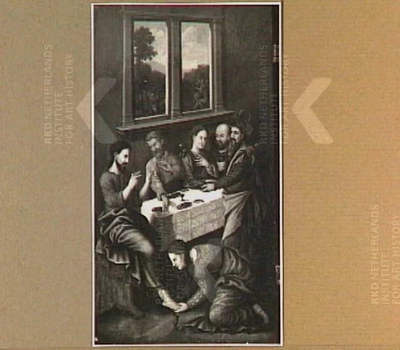 Trittico con Maria Maddalena unge i piedi di Cristo
